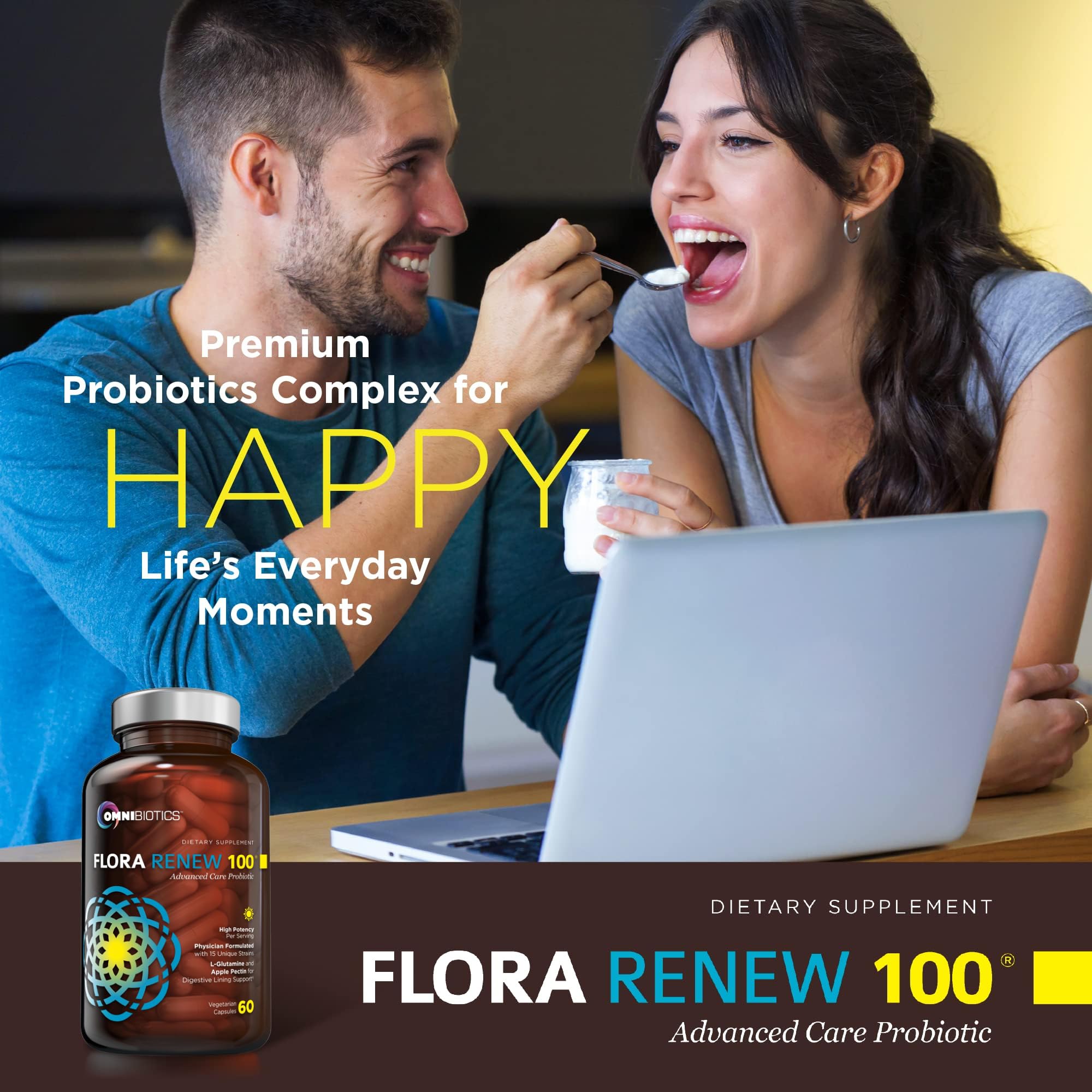 100 Billion Probiotics - 15-Strain Probiotic for Women & Men, DRCaps Delayed Release, Prebiotics, L-Glutamine, Apple Pectin, Gut Lining Support, Shelf Stable, Non-GMO, 60 Vegan Capsules for Adults - OzHealthStandard