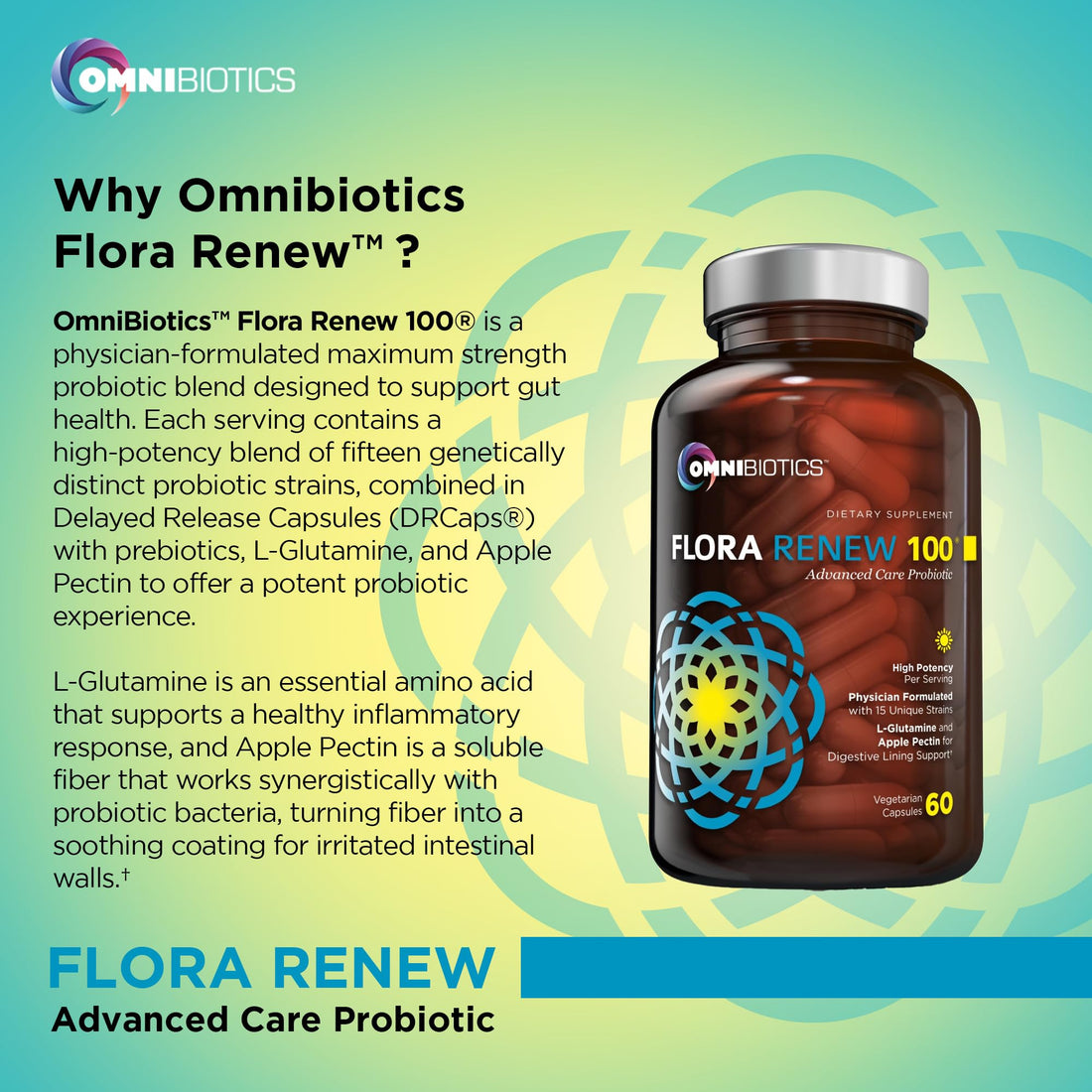 100 Billion Probiotics - 15-Strain Probiotic for Women & Men, DRCaps Delayed Release, Prebiotics, L-Glutamine, Apple Pectin, Gut Lining Support, Shelf Stable, Non-GMO, 60 Vegan Capsules for Adults - OzHealthStandard