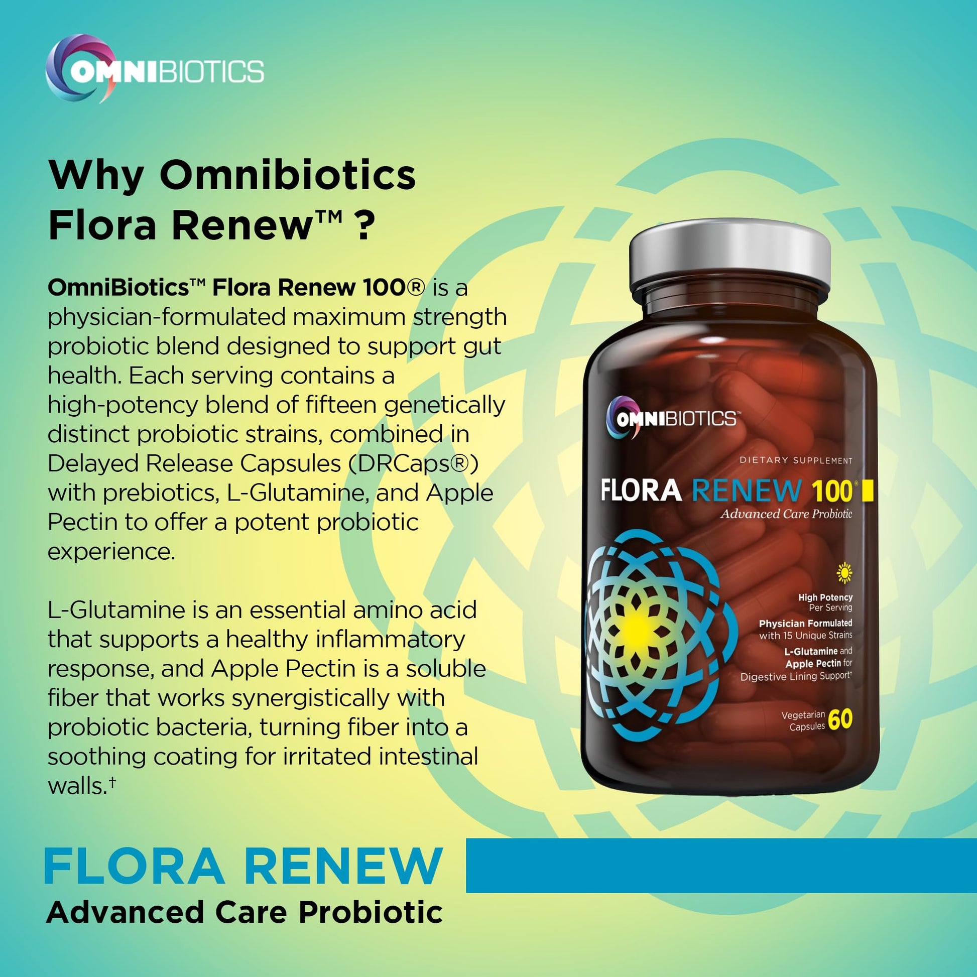 100 Billion Probiotics - 15-Strain Probiotic for Women & Men, DRCaps Delayed Release, Prebiotics, L-Glutamine, Apple Pectin, Gut Lining Support, Shelf Stable, Non-GMO, 60 Vegan Capsules for Adults - OzHealthStandard