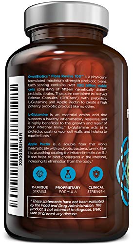 100 Billion Probiotics - 15-Strain Probiotic for Women & Men, DRCaps Delayed Release, Prebiotics, L-Glutamine, Apple Pectin, Gut Lining Support, Shelf Stable, Non-GMO, 60 Vegan Capsules for Adults - OzHealthStandard