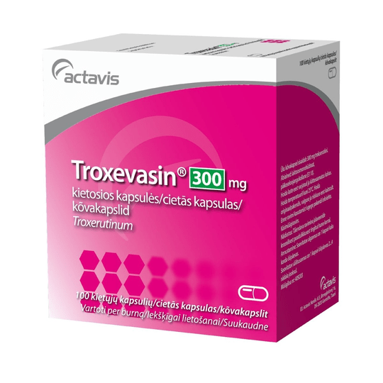 100 Caps - Troxevasin 300 mg hard caps N100. Bioflavonoids for chronic venous insufficiency ACTAVIS - OzHealthStandard