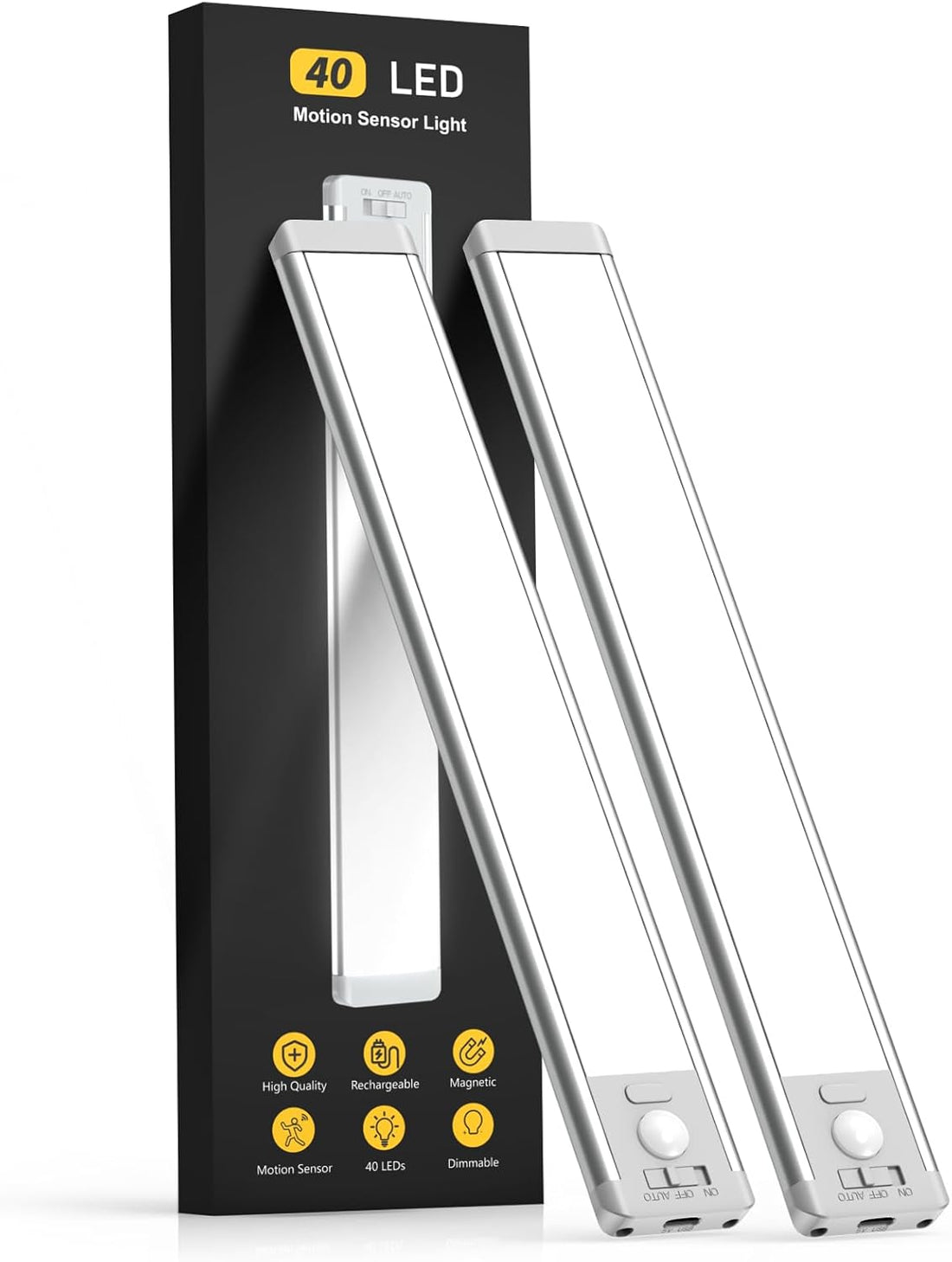 10inch Under Cabinet Lighting, 2 Pack Rechargeable Motion Sensor Light Indoor, 5 Levels Dimmable Magnetic Closet Lights - OzHealthStandard