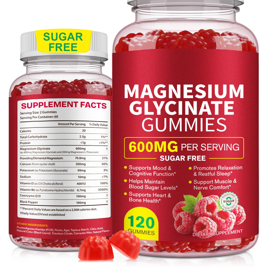 120 Count Magnesium Glycinate Gummies 600mg for Adults, Supports Relaxation, Magnesium Glycinate Chewable, - OzHealthStandard