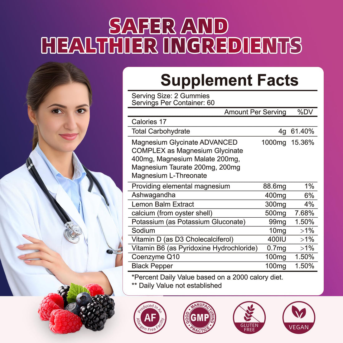 120 CT Magnesium Glycinate Gummies 1000 mg for Women and Men, Magnesium Malate & Taurate Supplements for Sleep, Body Support and Relaxation, Sugar Free - OzHealthStandard