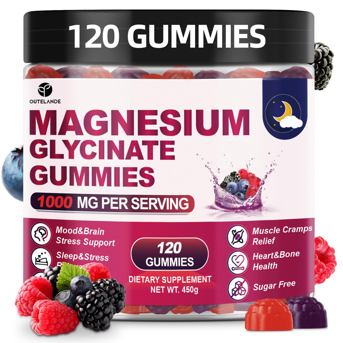 120 CT Magnesium Glycinate Gummies 1000 mg for Women and Men, Magnesium Malate & Taurate Supplements for Sleep, Body Support and Relaxation, Sugar Free - OzHealthStandard