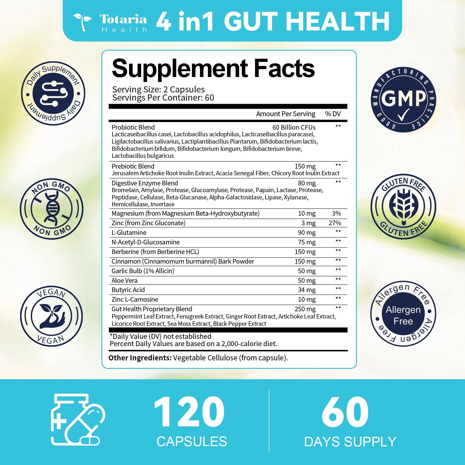 14-in-1 Gut Health with Probiotics, Prebiotics, Postbiotics & Digestive Enzymes for Women & Men, 60 Billion CFU Probiotics for Digestion, Strong Immunity, - OzHealthStandard