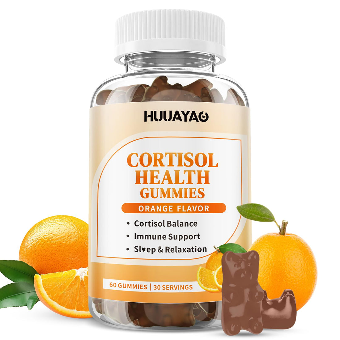 15-in-1 Cortisol Gummies, Cortisol Supplements with Magnesium Glycinate Ashwagandha Rhodiola Rose and L-theanine Complex for Relaxation, Zzz Support and Cortisol Levels, Orange Flavor, 60 Count - OzHealthStandard