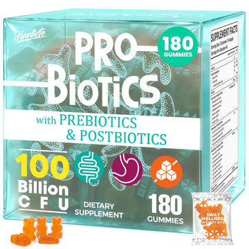 (180 Count) Probiotic Gummies, 19 in 1 Prebiotics Postbiotic Probiotic Gummies, 100 Billion CFU Probiotics for Women Men, Complete Immune, Gut & Digestive Support*, Sugar Free, Vegan - OzHealthStandard