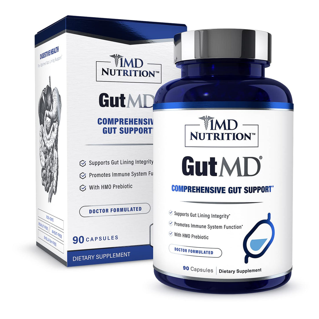 1MD Nutrition GutMD - L-Glutamine Capsules w/Prebiotic for Gut Health - L Glutamine Supplement - Supports Healthy Digestive - OzHealthStandard