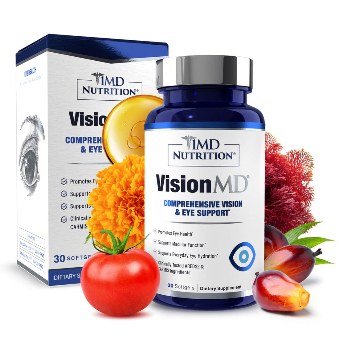 1MD Nutrition VisionMD Eye Vitamin CARMIS - Eye Supplement for Adults - with OptiLut Lutein & Zeaxanthin - Supports Vision Health Care, Everyday Eye Strain - OzHealthStandard