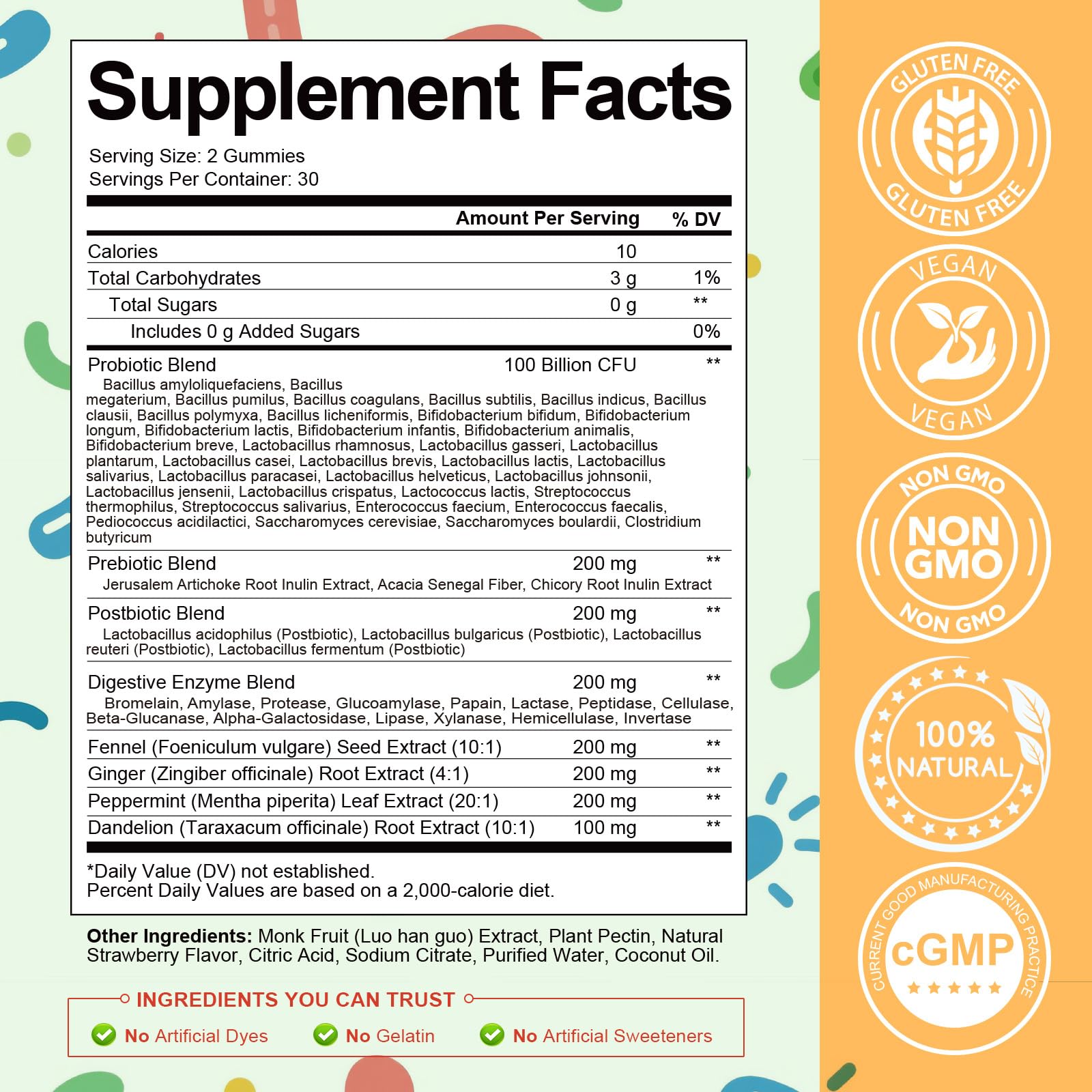 (2 Packs) Totaria Sugar Free 5-in-1 Probiotic Prebiotic Postbiotic Gummy, Probiotics for Women Men with Digestive Enzymes, Peppermint, Complete Immune, Gut & Digestive Support, Vegan Strawberry Flavor - OzHealthStandard