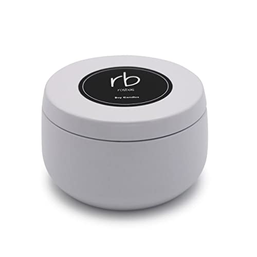 Rosbas Candle, Fraser Fir Scented, Natural Soy Wax, White Metallic Tin, 6 oz, Cotton Wick, Long Burn Time rosbas buy supplements canada