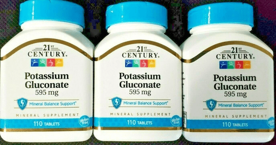 21st Century Potassium Gluconate 595mg Tablets 110ct - 3 Pack - OzHealthStandard