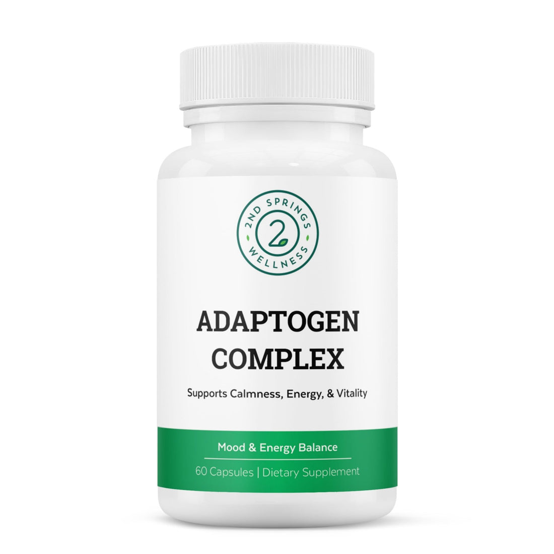 2nd Springs Adaptogen Complex Calmness, Energy and Vitality Booster - Ashwagandha, Schisandra, Astragalus, Ginseng, Rhodiola, and More - Adrenal Support Supplements - 60 Ct - OzHealthStandard