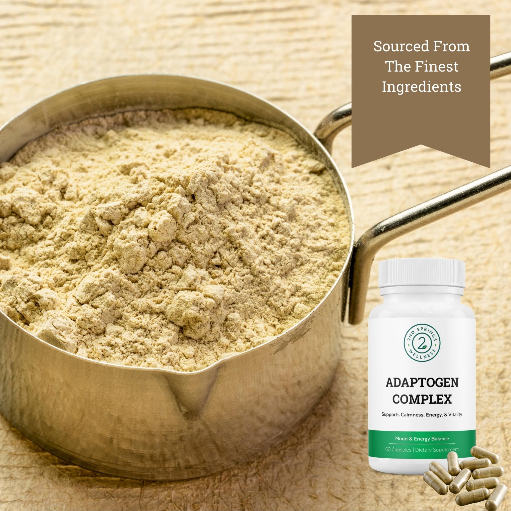 2nd Springs Adaptogen Complex Calmness, Energy and Vitality Booster - Ashwagandha, Schisandra, Astragalus, Ginseng, Rhodiola, and More - Adrenal Support Supplements - 60 Ct - OzHealthStandard