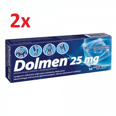 2x 10 Dolmen 25 mg film-coated tablets for pain relief 20 Tabs - OzHealthStandard