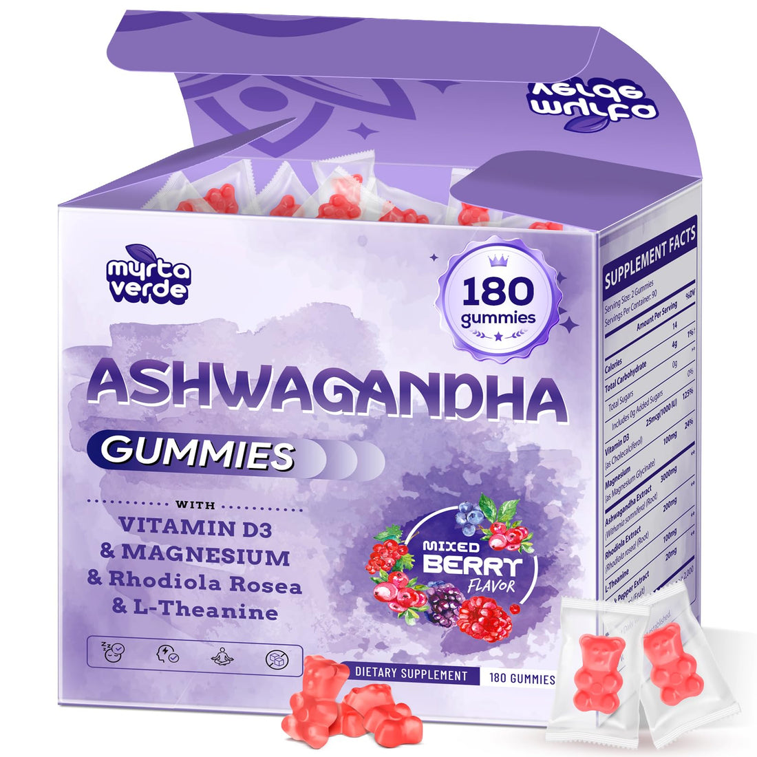 3000mg Ashwagandha Gummies for Women & Men, 180 Count | Extra Strength Ashwagandha Supplement for Stress, Relaxation & Immune Support | Magnesium, Rhodiola, L-Theanine, D3 | Sugar Free Mixed Berry - OzHealthStandard