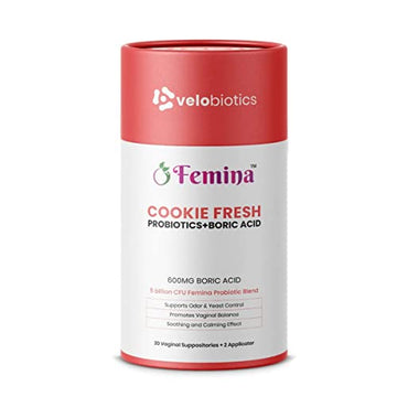 Femina Probiotics Cookie Fresh with 600mg Boric Acid for BV Control 20-Count with Applicator Velobiotics buy supplements canada