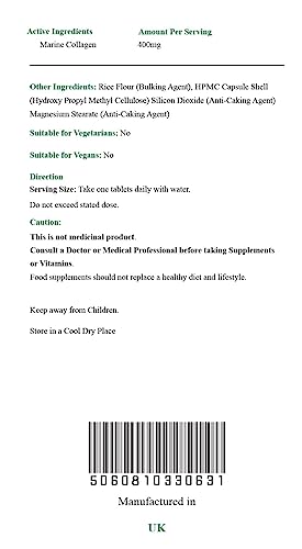 Nature's Vitality's Marine Collagen Capsules 400mg 180 Capsules 6 Months Supply Suitable Nature's Vitality's buy supplements canada
