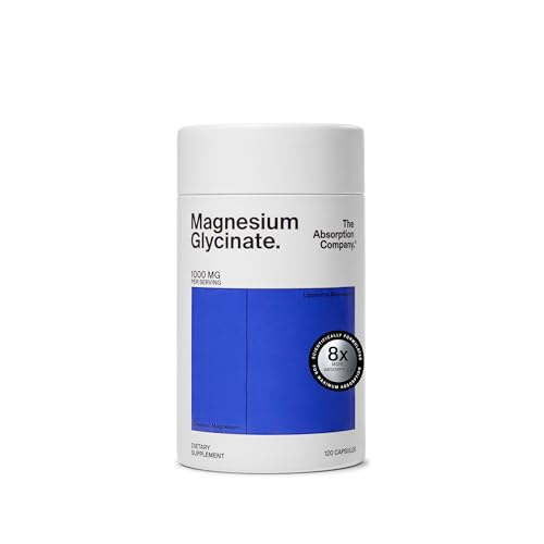 Magnesium Glycinate 1000mg - Liposomal Magnesium Bisglycinate for Max Absorption - Extra Strength to Support Body and Mind, Non-Laxative, Vegan, Gluten-Free - 120 Capsules The Absorption Company buy supplements canada