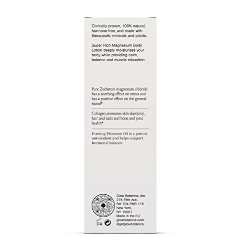 Glow by Hormone University - Magnesium Lotion with Collagen - Magnesium Cream - Bedtime Routine Sleep Lotion - The Highest Concentration of Genuine Zechstein Magnesium Chloride (Pack of 1) Glow Botanica buy supplements canada