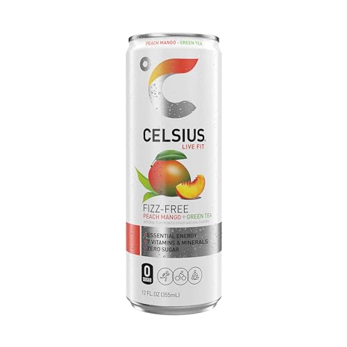 CELSIUS Peach Mango Green Tea, Functional Essential Energy Drink 12 Fl Oz (Pack of 12) CELSIUS buy supplements canada