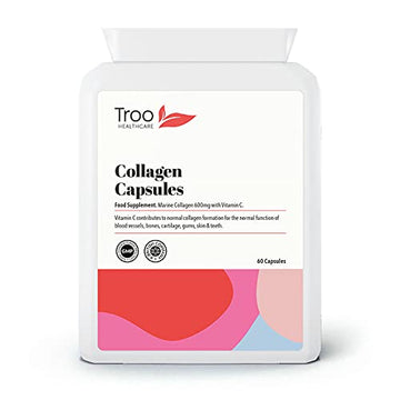 Troo Marine Collagen Supplement - 60 High Strength Capsules 1200mg Serving - Hydrolysed Marine Collagen Peptides with Vitamin C Troo Health Care buy supplements canada