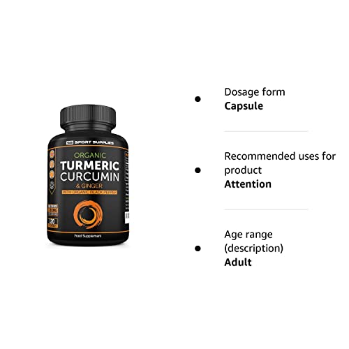 Organic Turmeric Capsules High Strength and Black Pepper with Active Curcumin SS Sport Supplies buy supplements canada