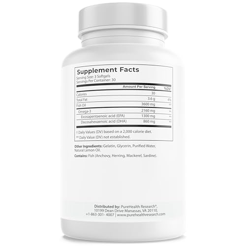 PUREHEALTH RESEARCH Complete Omega 3 Fish Oil Softgels - Omega-3 Fatty Acid Supplements- EPA DHA Supplement - Non-GMO- 90 Soft Gels PUREHEALTH RESEARCH buy supplements canada