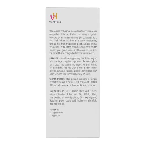 vH essentials Boric Acid + Tea Tree Vaginal Suppositories - Prebiotics Formula with Lactic Acid vH essentials buy supplements canada