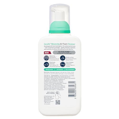 CeraVe Balancing Air Foam Face Wash, Foaming Facial Cleanser For Combination Skin, 8HR Oil Control + 24HR Hydration CeraVe buy supplements canada