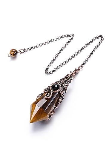 PESOENTH Crystal Pendulum Dowsing Divination Scrying Pendulum with Bronze Wrap Tiger Eye Healing PESOENTH buy supplements canada