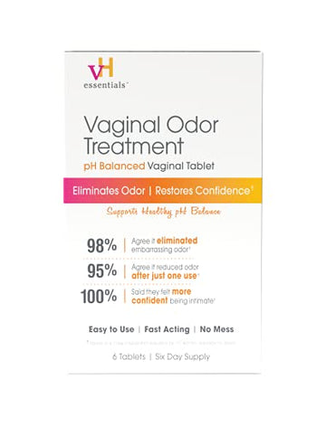 vH essentials Vaginal Odor Treatment - pH Balanced Vaginal Suppositories - 6 Tablets With Applicator, White vH essentials buy supplements canada