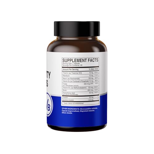 HUJ High-Activity B Vitamins - Supports Normal Energy Metabolism & Nerve System Health - Supplement with 8 B Vitamins, Inositol and D-Chiro Inositol - 60 Capsules. HUJ buy supplements canada