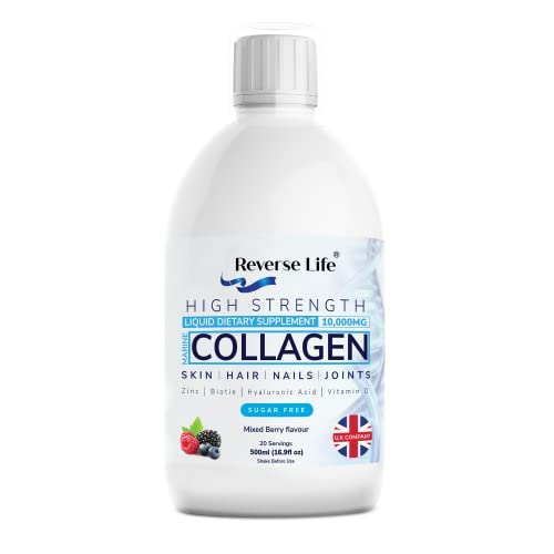 Reverse Life Marine Collagen Liquid Supplement Drink - High-Strength 10,000mg Hydrolysed Peptide Infused Reverse Life buy supplements canada
