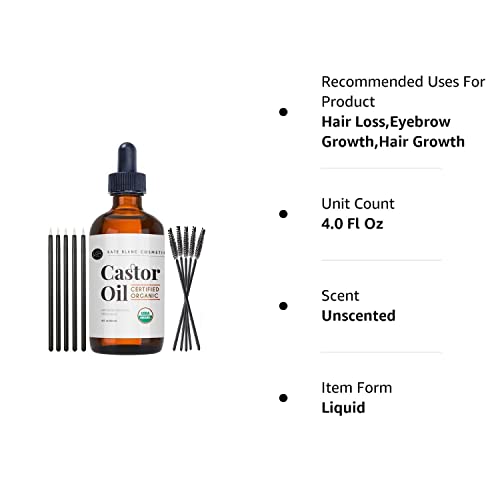 Kate Blanc Cosmetics Organic Castor Oil (4oz). 100% Pure, Cold Pressed, Hexane Free in a Glass Bottle Kate Blanc Cosmetics buy supplements canada