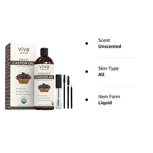 Viva Naturals Organic Castor Oil, 16 fl oz - Cold Pressed Castor Oil for Skin, Hair and Lashes - Traditionally Viva Naturals buy supplements canada