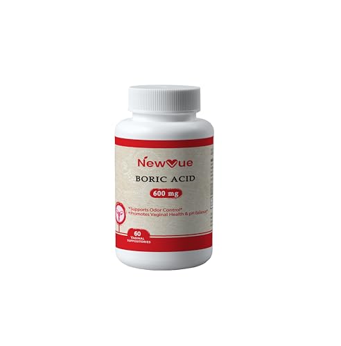 NewVue Boric Acid Vaginal Suppositories (600mg, 60 Count) Supports Vaginal pH Balance, Odor Control (USP Medical Grade Fine Powder, Easy Dissolve, Third Party Tested, Made in USA) NewVue buy supplements canada