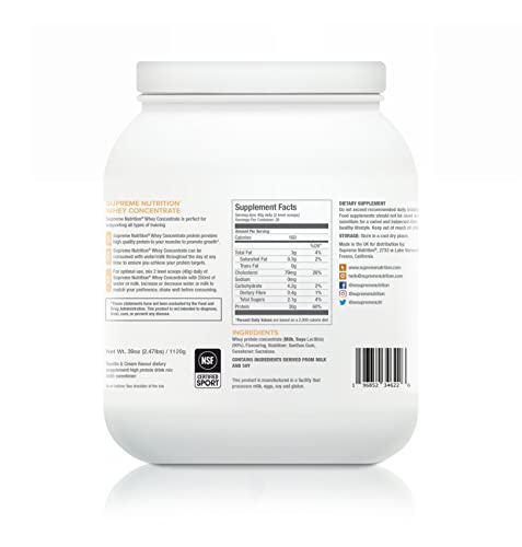 Supreme Nutrition Whey Protein Concentrate | 1.12kg - 28 Servings | 30g of Protein Per Serving Supreme Nutrition buy supplements canada