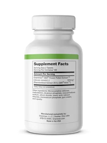 Graminex PollenAid Prostate Supplement: All Natural Prostate Support for Bladder Control & Urinary Tract Health, Rye Pollen Extract Made in USA, 200 Tablets Graminex buy supplements canada