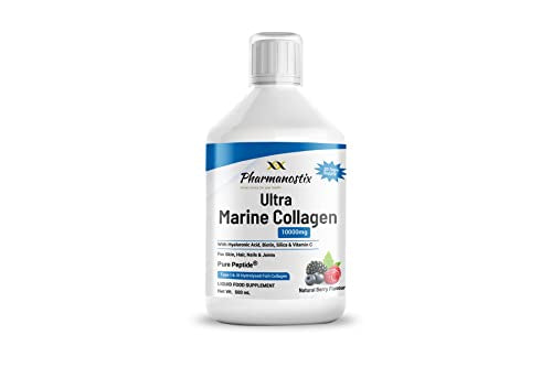Marine Collagen Liquid 10000mg Sugar Free Berry Flavour, Hydrolysed Peptides, Hyaluronic Acid, Biotin, Silica, Vitamin C, Healthy Skin Pharmanostix buy supplements canada