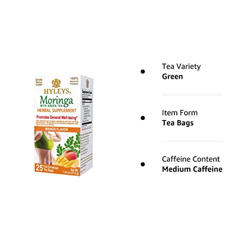 Hyleys Tea Moringa Oleifera with Mango Flavor - 25 Tea Bags (Miracle Tree Tea) HYLEYS buy supplements canada