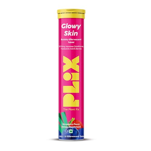 PLIX Glowy Skin 500mg Glutathione Supplement with Hyaluronic Acid, Vitamin C, E & Berries | 30 Effervescent Tablets, Strawberry Flavor PLIX - THE PLANT FIX buy supplements canada
