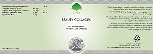 Beauty Collagen | Collagen & Hyaluronic Acid Supplement | 60 Capsules | Hydrolysed Marine Collagen G&G Vitamins buy supplements canada