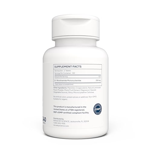 Renue By Science NMN Supplement | 240 Chewable Vegetarian Tablets - 125mg Nicotinamide Mononucleotide per Serving | Lemon Flavour - Manufactured in The USA Third-Party Tested Renue By Science buy supplements canada
