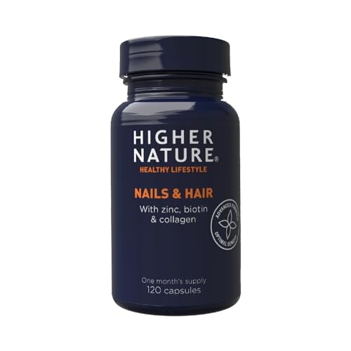 Higher Nature - Nails & Hair - Contains Zinc, Biotin & Collagen - Supports Beautiful Skin - 120 Capsules HIGHER NATURE buy supplements canada