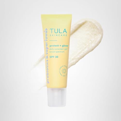 TULA Skin Care Protect + Glow Daily Sunscreen - Gel, Broad Spectrum SPF 30, Skincare-First, Non-Greasy, Non-Comedogenic and Reef-Safe with Pollution and Blue Light Protection, Regular, 1.7 fl oz. TULA buy supplements canada