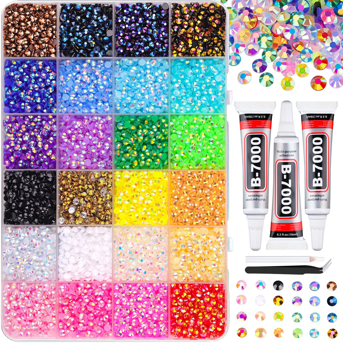34000Pcs Resin Jelly Rhinestones for Bedazzling, Multicolor 3mm Flatback Gems - OzHealthStandard