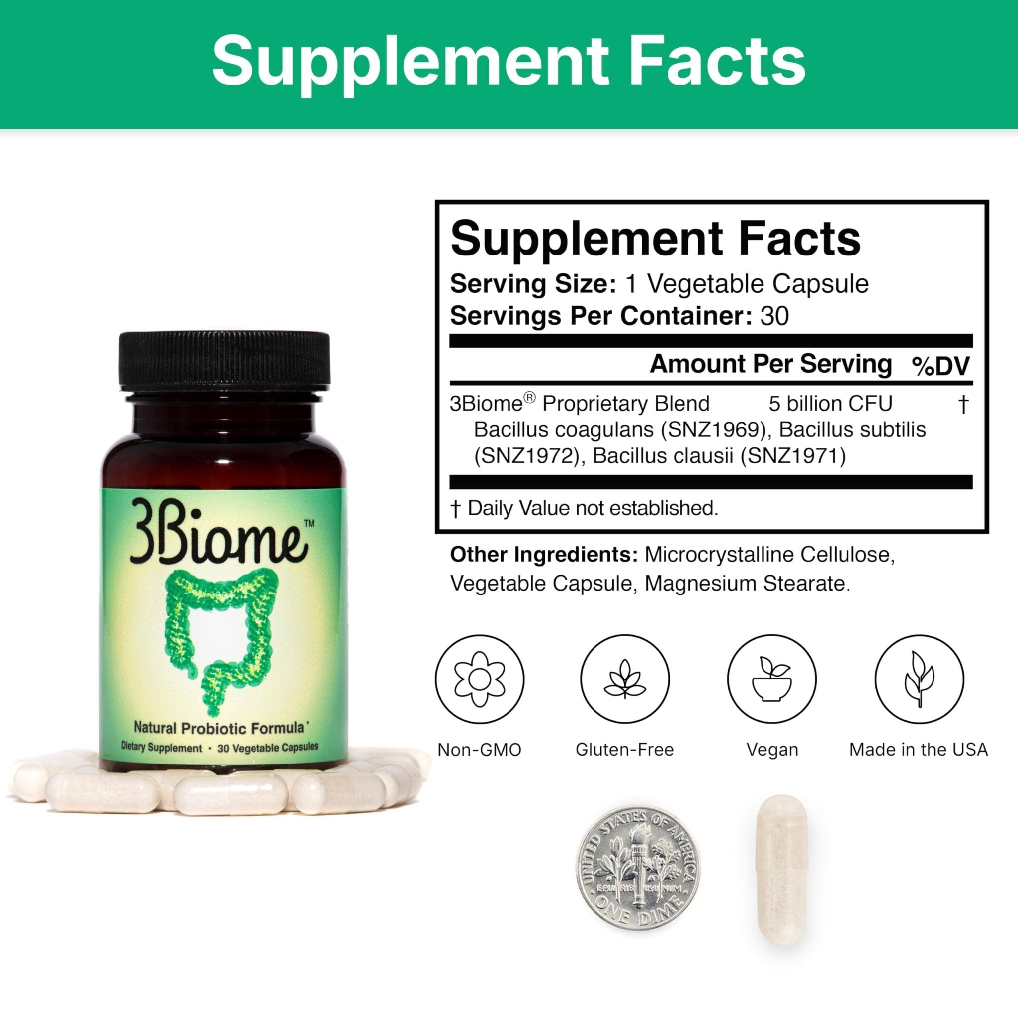 3Biome - Natural Probiotic Supplement - Non-GMO, Vegan, Gluten-Free - OzHealthStandard