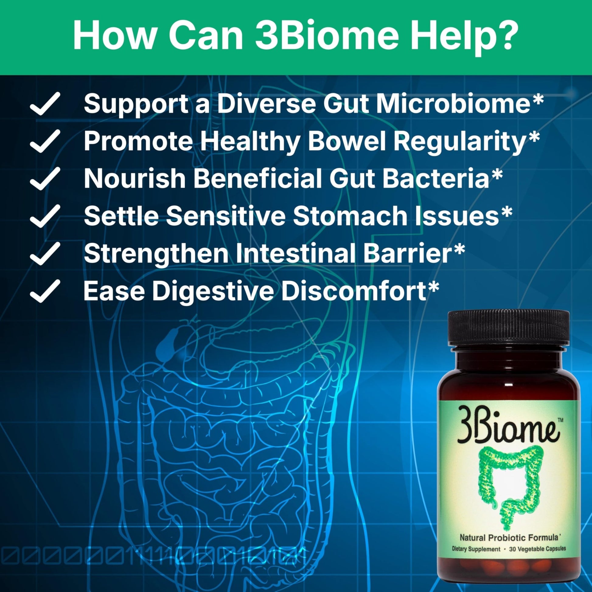 3Biome - Natural Probiotic Supplement - Non-GMO, Vegan, Gluten-Free - OzHealthStandard